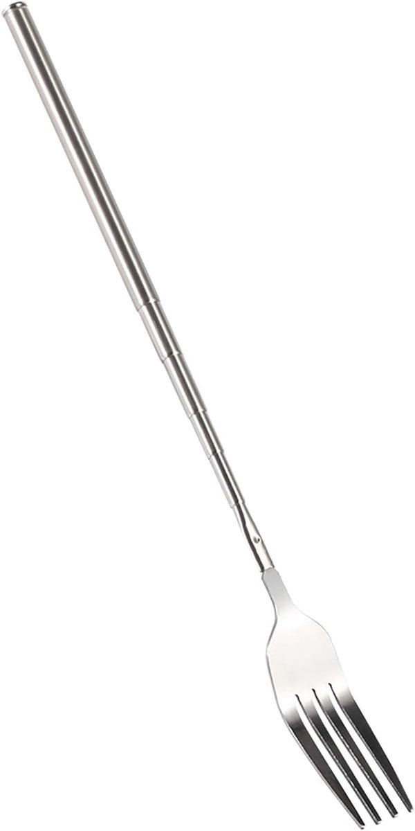 SnelShoppen - BBQ Telescopische Uittrekbare Eetvruchten Toetjes Vork met Lange Handgreep RVS Bestek voor Feest, Camping, Kinderen, Tuin, Keuken