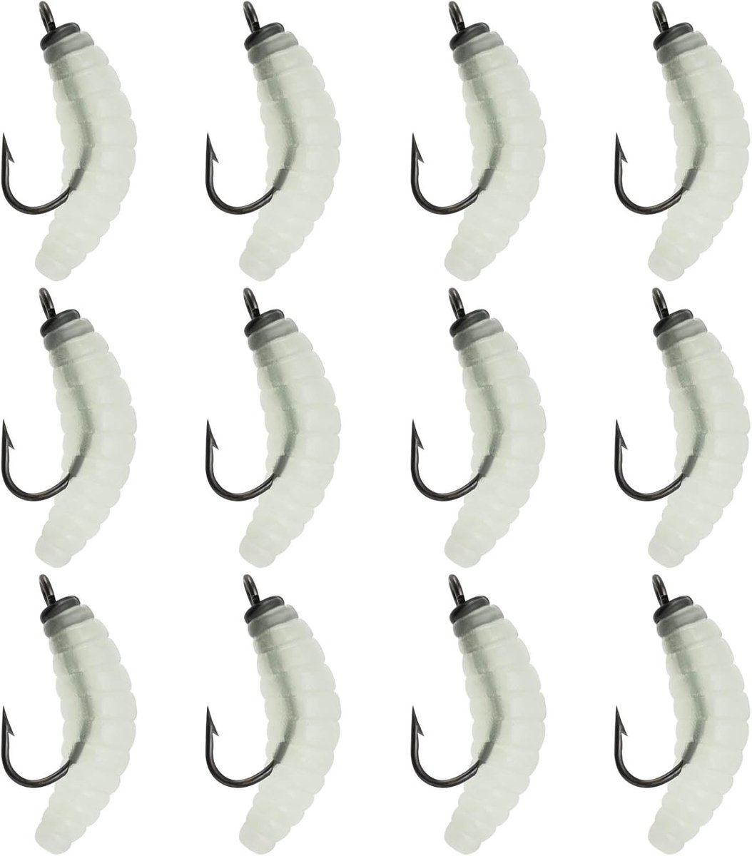 SnelShoppen - 12pcs Rubber Maden Visaas 20mm Flexibele Rubber Wormen Met Haak Voor Zoet- En Zoutwater Vissen Forel Crappie Panvis