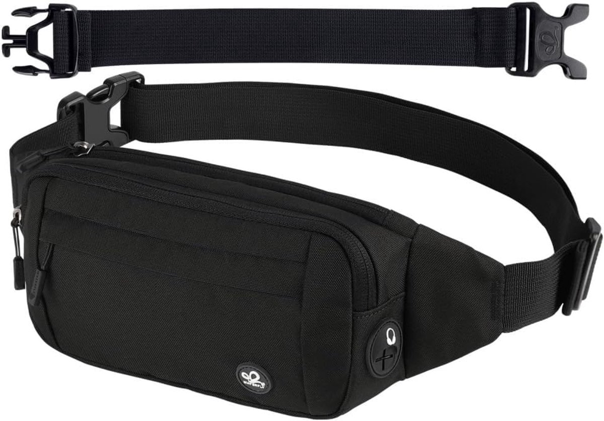 SnelShoppen - Waterdichte Unisex Kleine Sport Heuptas met Verstelbare Riem voor Wandelen Fietsen Stadsuitjes Vakantie Heuptas Zwart Sportief