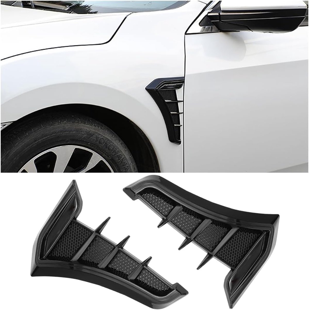 SnelShoppen - JNNJ Stukken Luchtinlaat Scoop Auto, Auto Luchtinlaten Exterieur Decoratief, Auto Zij Luchtstroom Fender, Bladplaat Luchtinlaat Decorati