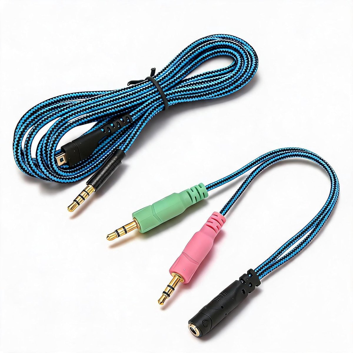 SnelShoppen - Vervangende Hoofdtelefoon Audio Kabel met Y Adapter, OFC Koper Vlecht Aux Kabel voor 3/5/7/Pro, Ideaal voor PC, Game Consoles en Mobiele
