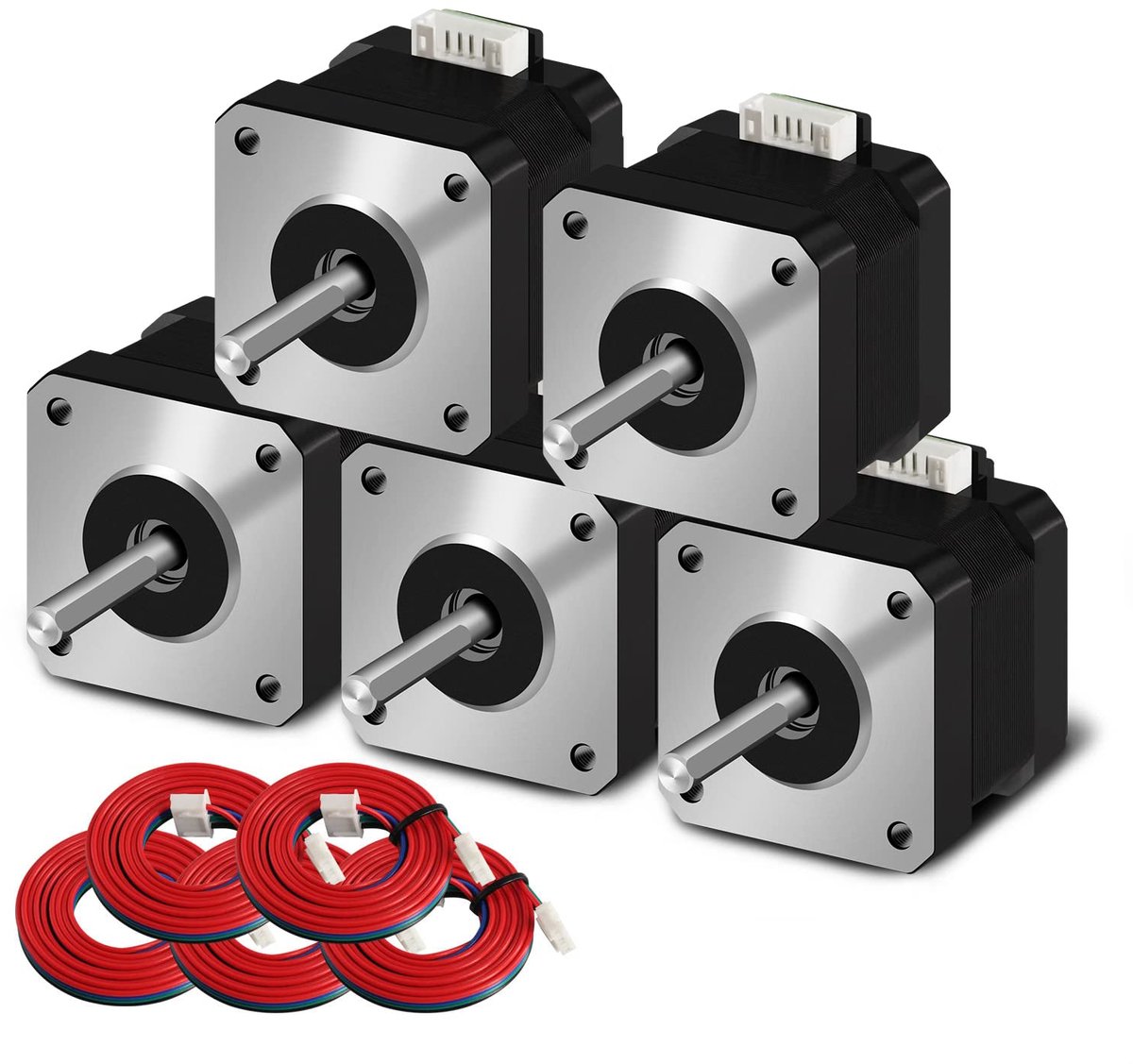 SnelShoppen - Nema 17 Stapmotor 42-34 Pancake 5x 1.5A 3.8V 2 Fasen 4 Draad 1.8 Graden met 1m Kabel voor 3D Printer/CNC Extruder en Y-as
