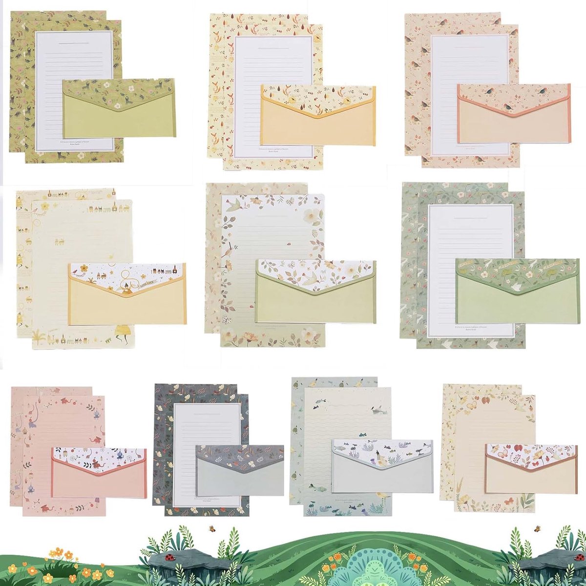 Set of 30 stationery with envelope comes with 60 envelopes, thick paper, letter paper set, writing and printing set - ShopVlot
