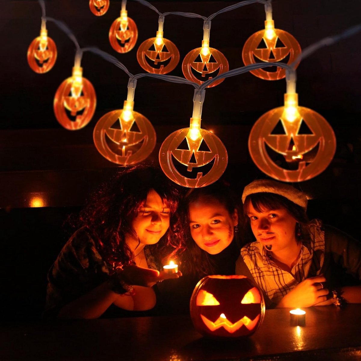Halloween Lichtsnoer Pompoen - 3M - Halloween decoratie - Pompoenlichtslinger - Lantern Lichtslinger - lichtsnoer pompoen - Werkt op Batterijen - Waterdicht - Sfeervolle Decoratieve Verlichting - Voor Veranda, Camper, Feest, Halloween Decoratie
