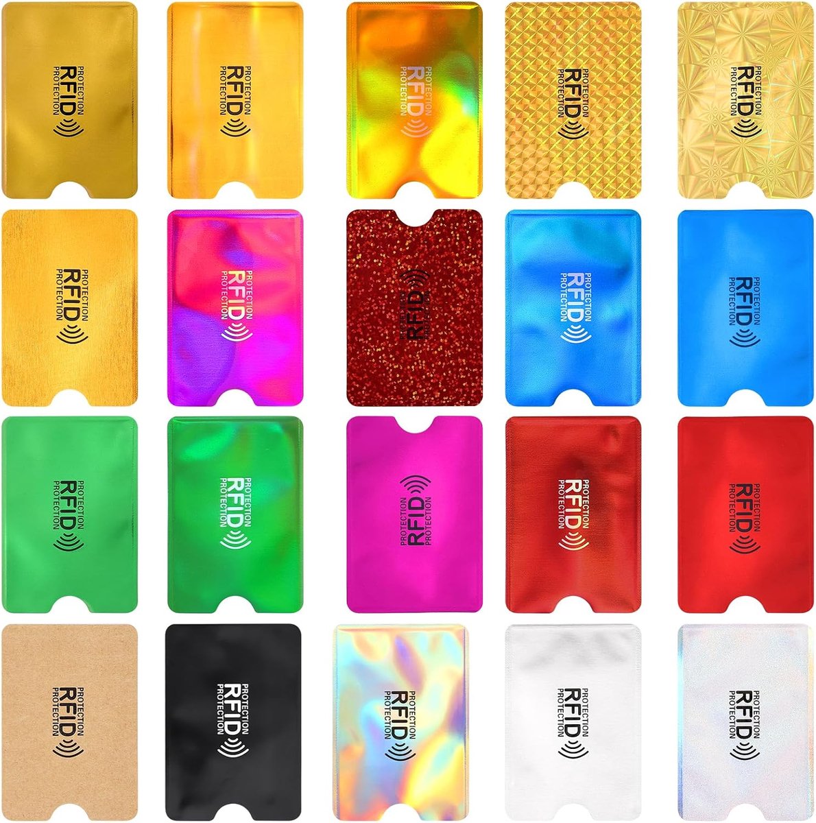 SnelShoppen - 20x RFID Blocking Creditcard Houder, Bescherming Tegen Identiteitsdiefstal, Kleurige Kaartbescherming voor Mannen en Vrouwen, Veiligheid