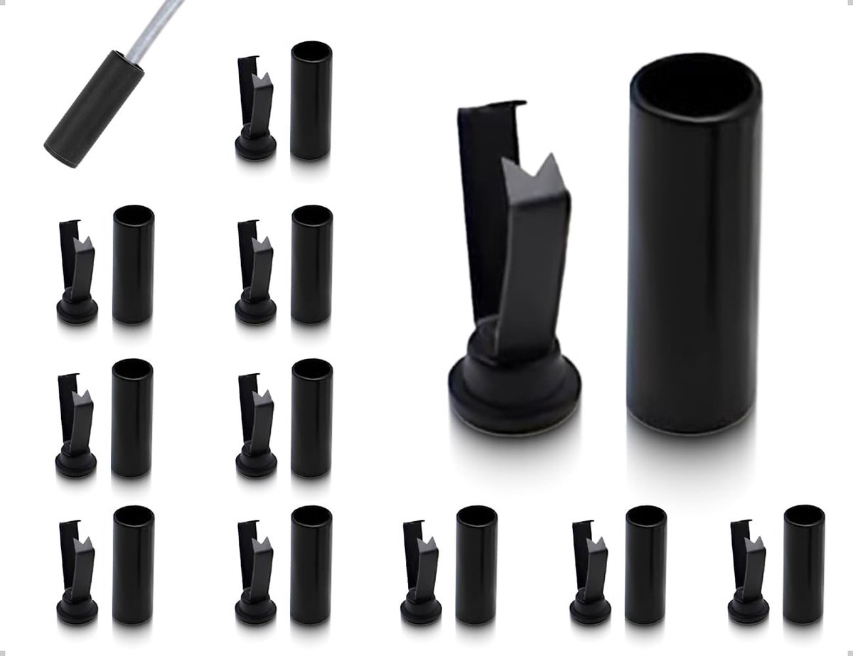 SnelShoppen - 10 Pairs Schoen Tips, Metalen Veters, Vetersluiting Houder voor Schoenaccessoires, DIY Ontwerp (Zwart, 20 x 7 mm)