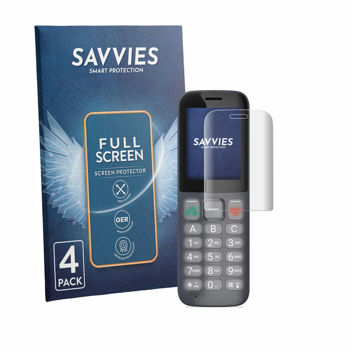 Savvies - Screenprotector voor Gigaset COMFORT 600 - Folie Beschermfolie transparant volledig dekking 4 Stuks