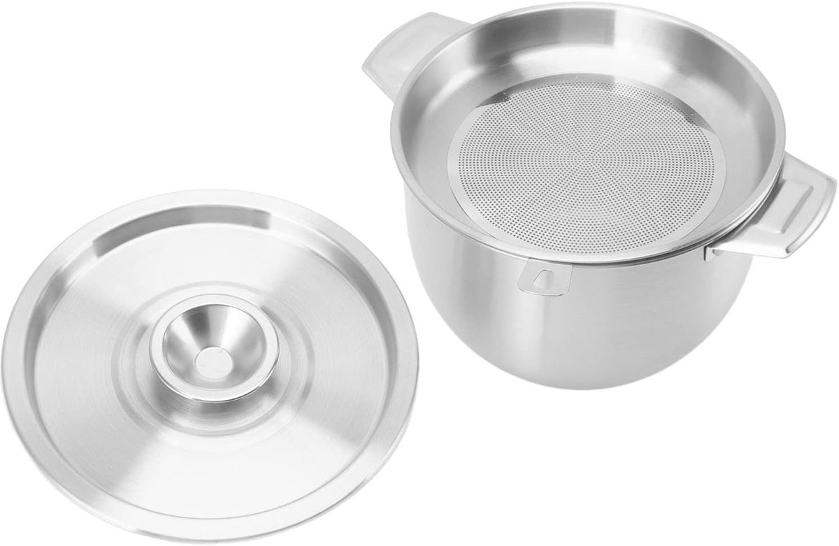 SnelShoppen - 2.8L Oliefilterpot met Deksel, Grote Capaciteit, Antislip, Vaatwasmachinebestendig voor Koken en Keuken