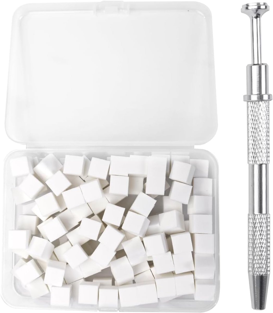 SnelShoppen - 100 Stuks Mini Nagelsponsjes met Metaal Gripper - Ideaal voor Gradient Nagelkunst, Geheugenfoam, Stevig en Vormvast voor Professionele e