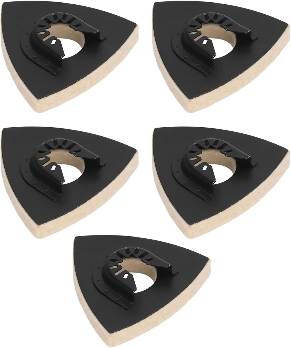 SnelShoppen - Wol Polijst Pad Set, 5 Delige Driehoekige Vilt Polijst Pads met Legering Staal Basis voor RVS, Graniet, Keramiek, Polijsten en Bufferen