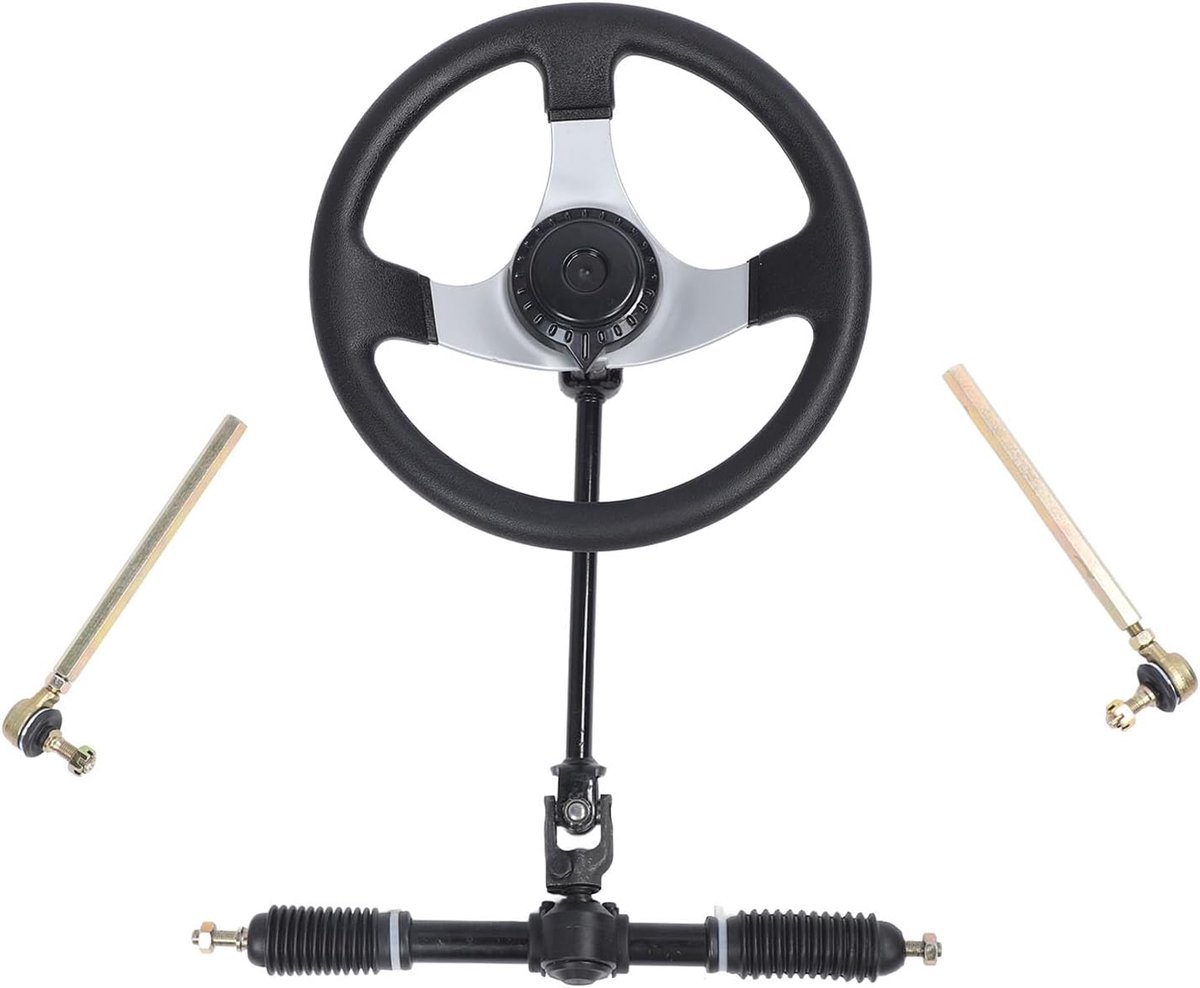 SnelShoppen - Go Kart Stuurwiel Kit Universele Pasvorm 300mm Metaal Voor 110cc 125cc 140cc 150cc Voertuigen - Verbeterde Besturing en Controle