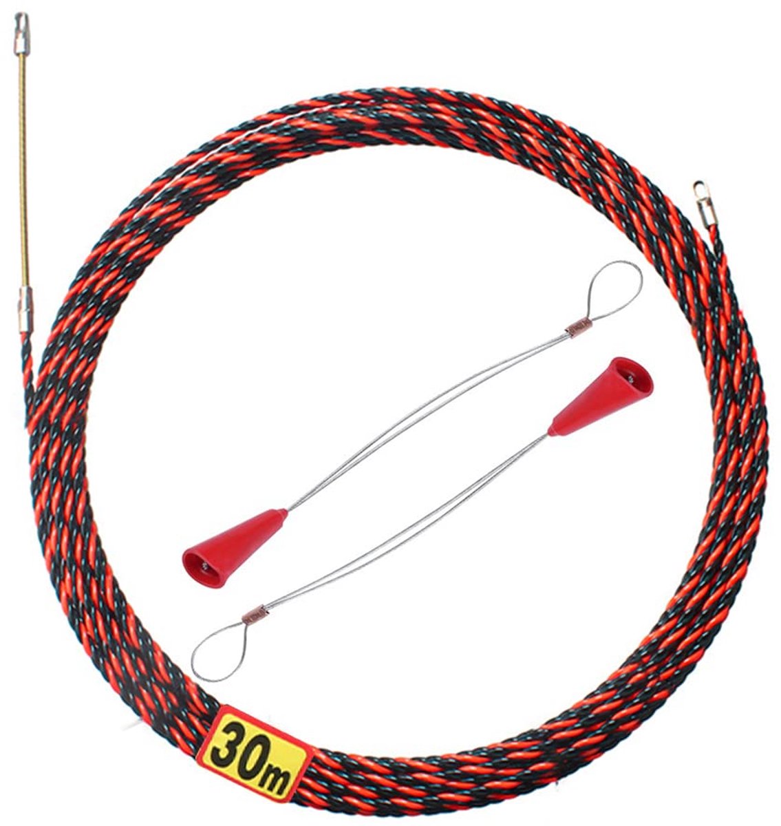SnelShoppen - Kabelinstallatie 30 m, Polyester Trekkoord met 2 Gidsveren, 6 mm Diameter, Flexibel en Duurzaam voor Kabelinstallatie