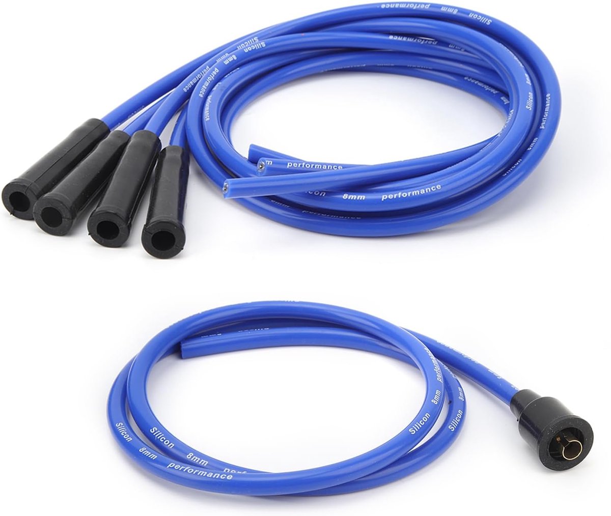 SnelShoppen - 8 Mm Bougiekabel Set 1M Hoogwaardige Prestatie Voor Klassieke Auto's 4 Cilinders Blauw