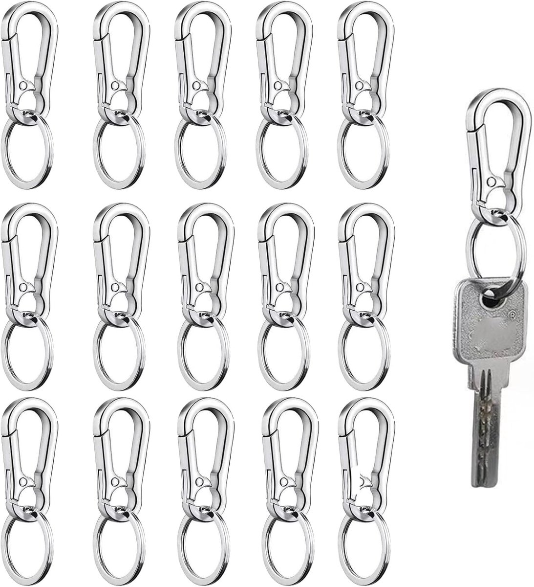 SnelShoppen - 15 Stuks Sleutelhangers, Sleutels, Carabiners, Aluminium Legering, Lichtgewicht en Corrosiebestendig, Voor Dagelijks Gebruik, Rugzak, Ca