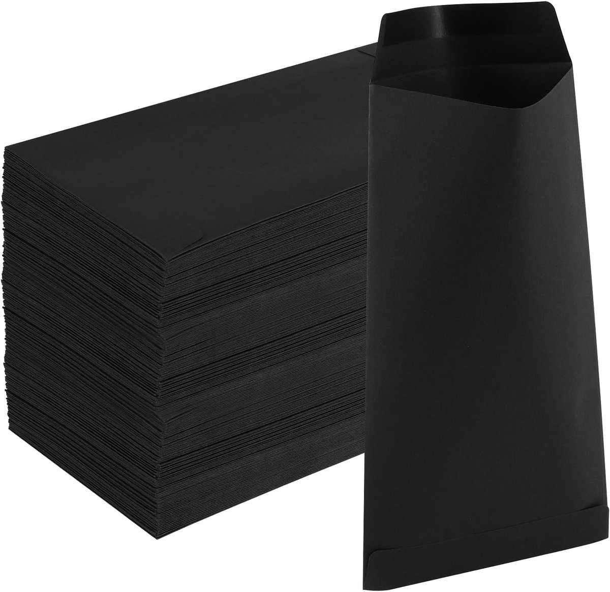 SnelShoppen - 200 Stuks Kleine Zwarte Enveloppen 9x16,5cm Kraft Papier, Mini Geld Enveloppen voor Kantoorcheques, Briefpost, Notitiekaarten, Huwelijk,