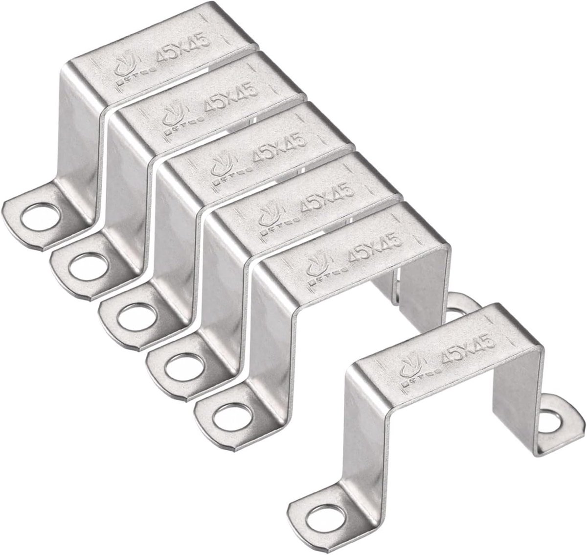 SnelShoppen - 6 Stuks U Vorm Connector Beugels, 45mm RVS Beugel, Heavy Duty Buisklemmen voor Deur, Sluitbalk Houder, Buizen en Draadbevestiging