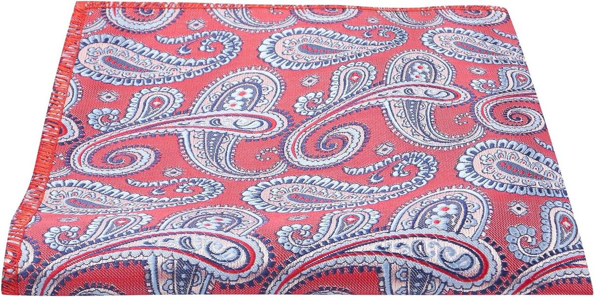 Zakdoek - Pochette Heren - Kostuum Stijl - Paisley Patroon - 25cm x 25cm - Rood