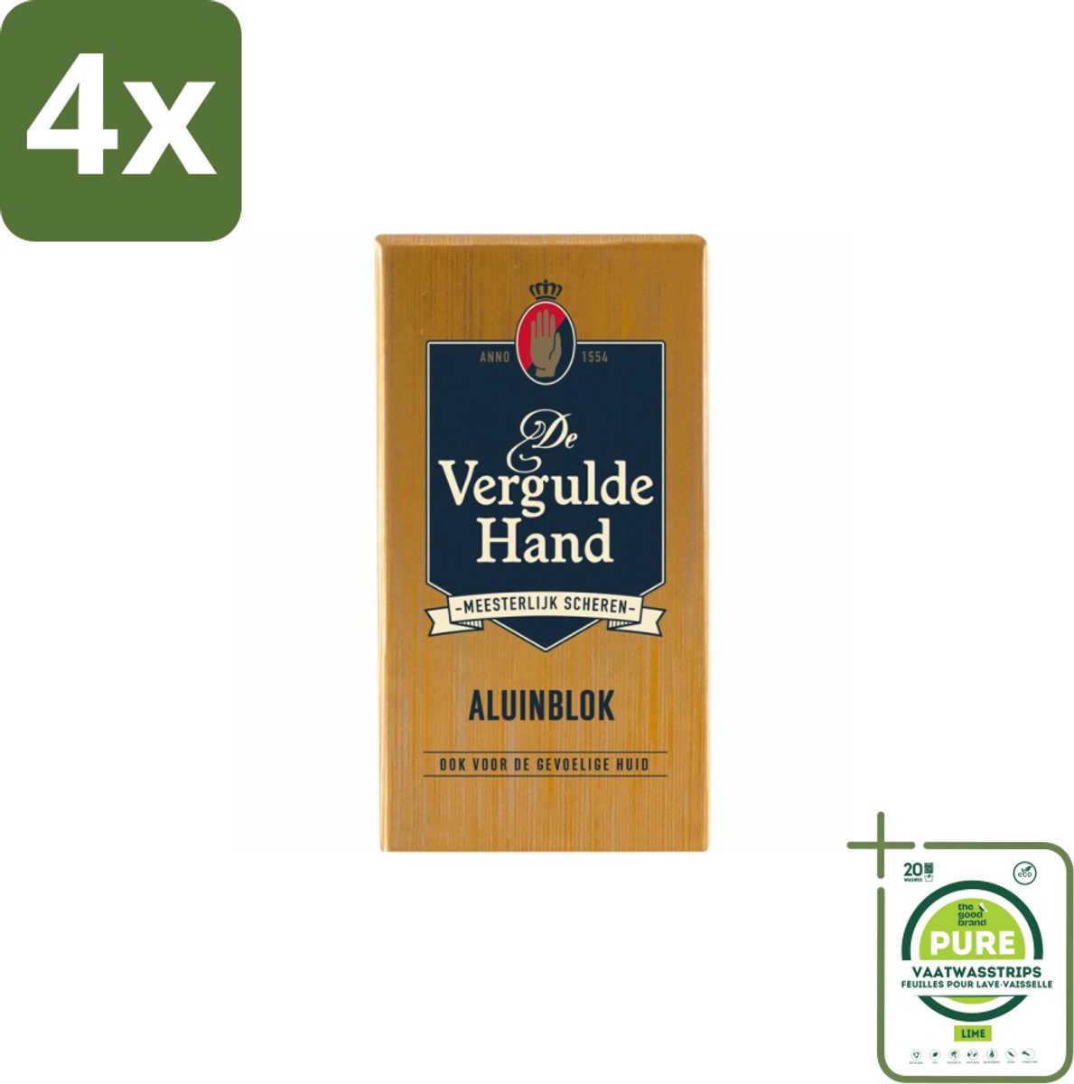 Vergulde Hand - Aluinblok - 75gr - Voordeelverpakking - 4 stuks - Aluminiumblok - Scheerwondje
