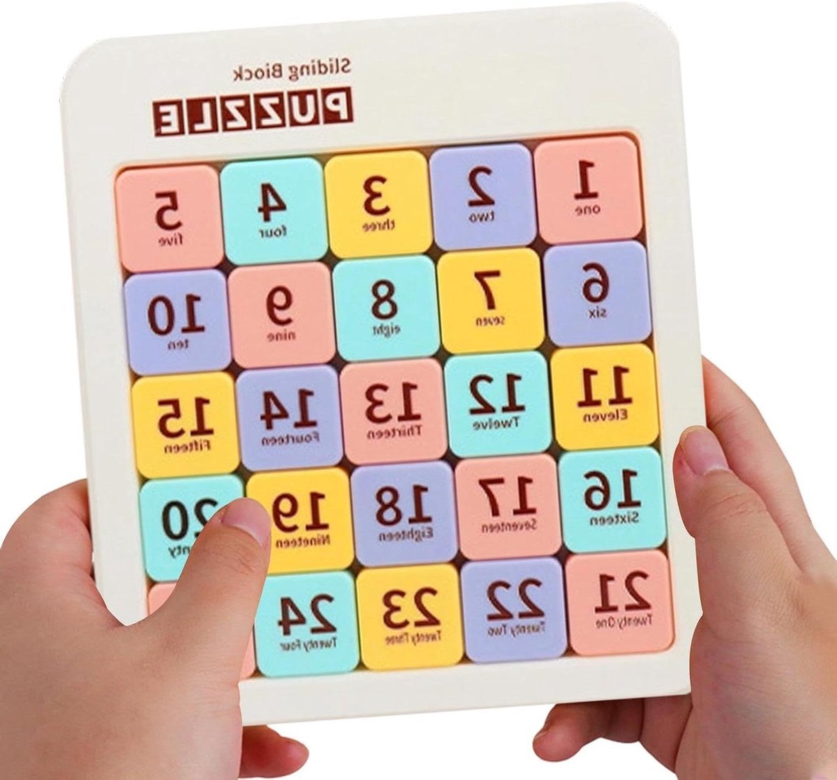 Schuifpuzzel Cijfers - Logica Puzzel - Mentale Training - Magnetische Schuifdelen - 19.6 x 17.4 cm - Blauw