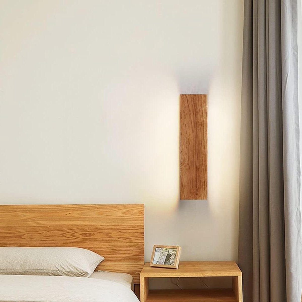 LED Wandlamp Hout - Scandinavische Verlichting - Sfeerverlichting Creëren - Dimbare Kleurtemperatuur - 52 CM - Houtkleur