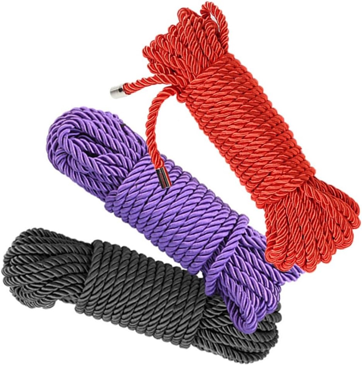SnelShoppen - Zachte Zijden Touw 8 mm, 9,1 m - Huidvriendelijk Gevlochten Touw met Blauwe Decoratie - Ideaal voor Feesten, Tuin, Camping en Creatieve