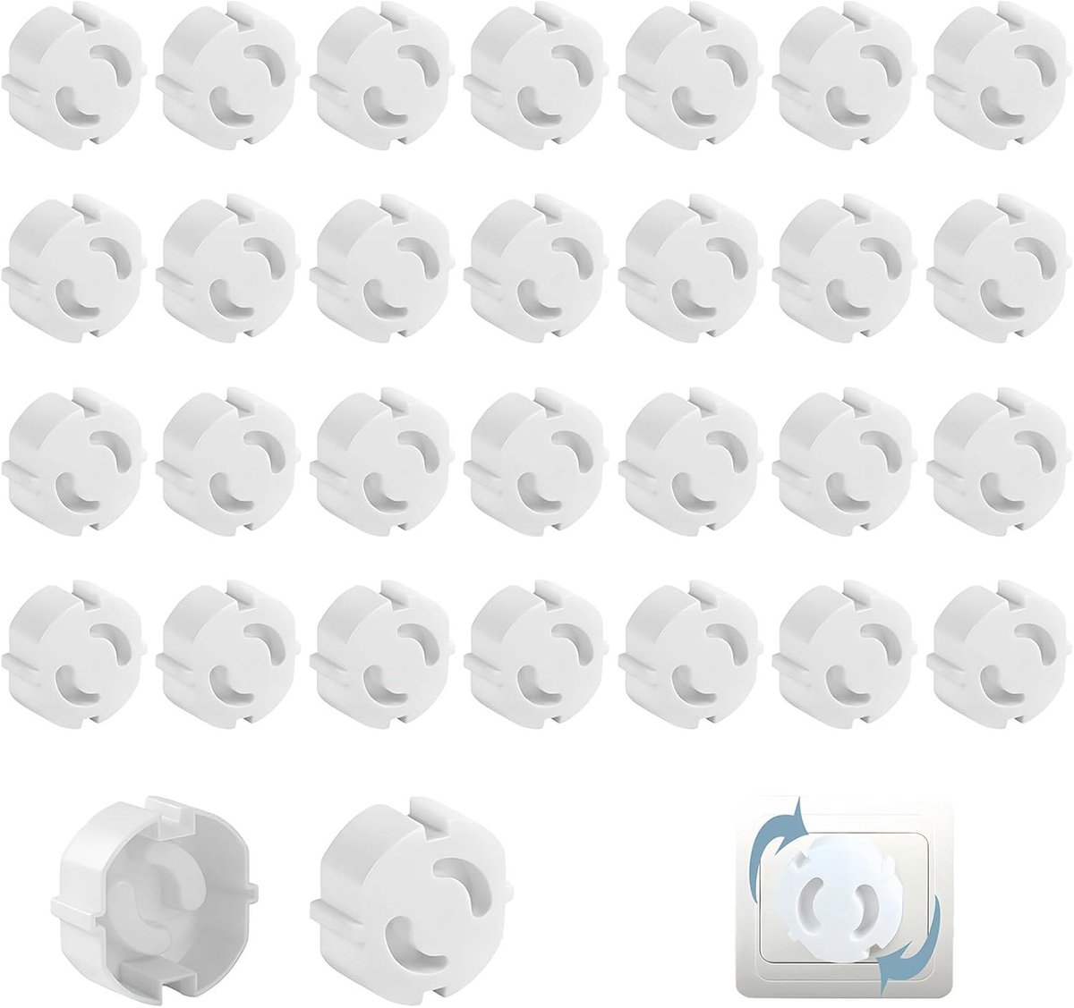 30 Stuks Socket Bescherming voor Schuko Stopcontacten, Veiligheidsafdekking voor Kinderen, Bescherming tegen Elektrische Schokken en Ongevallen