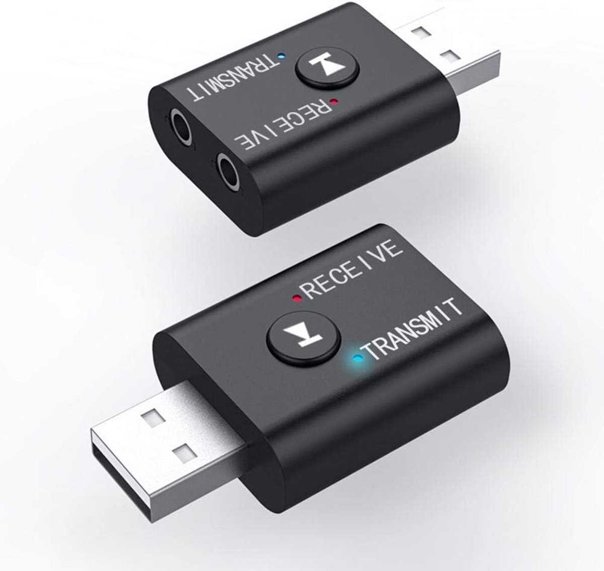 SnelShoppen - Bluetooth 5.0 Transmitter en Ontvanger 2 in 1 Draadloze 3.5mm Adapter met Krachtige Functie, Geluidsadapter voor Mobiele Telefoon en Aud