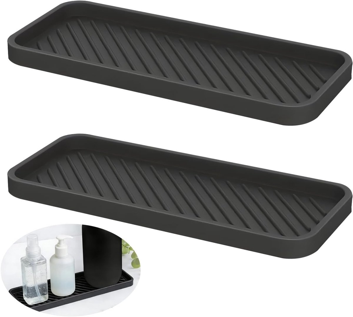 Gootsteen Organizer - Afdruipmat - Keuken Opruimen - Snel Afdruipend Ontwerp - 2 Stuks - Zwart