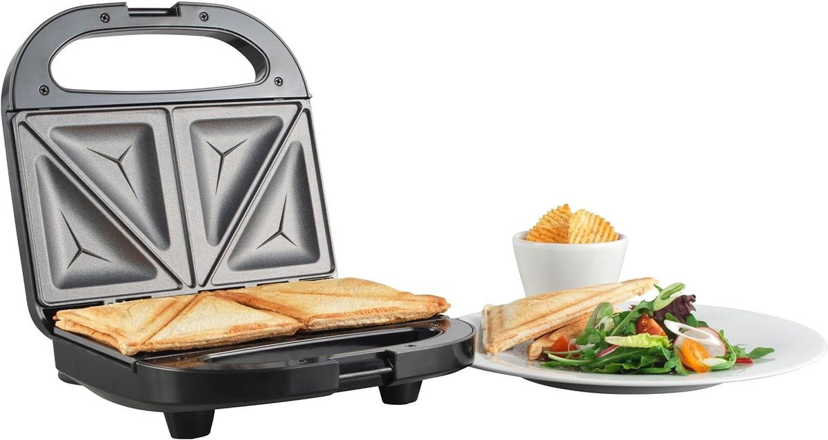 Tosti Apparaat - Snack Maker - Snelle Lunch - Antiaanbakplaten - 2 Slices - Zwart