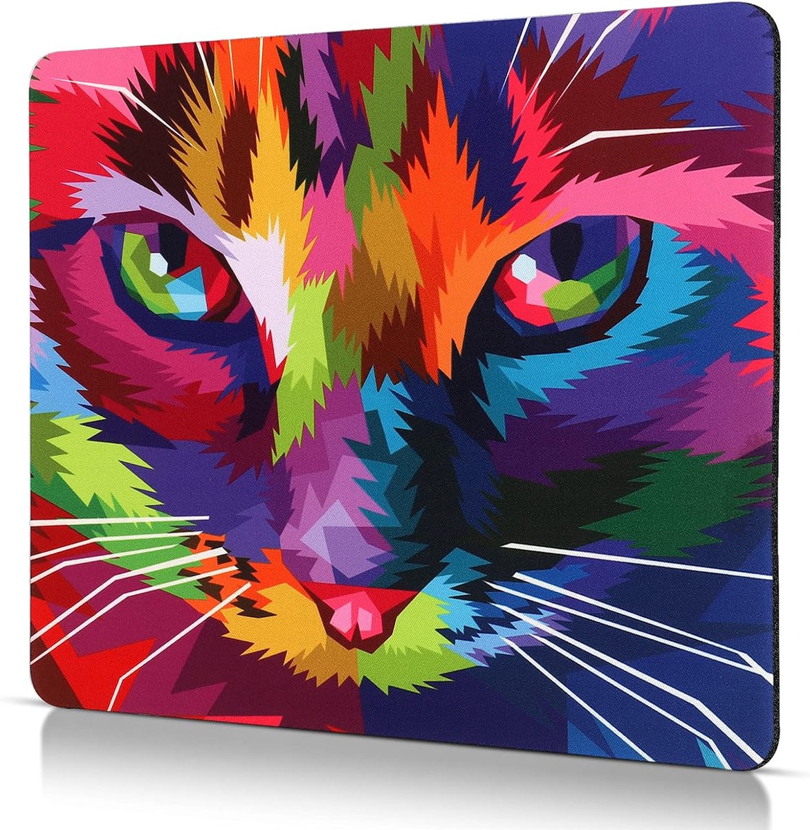 SnelShoppen - Kleine Muismat Motief 240 x 200 mm Kat, Glad Lycra Oppervlak, Antislip Rubber Basis, Natuurlijk Rubber Materiaal, Comfortabel en Efficië