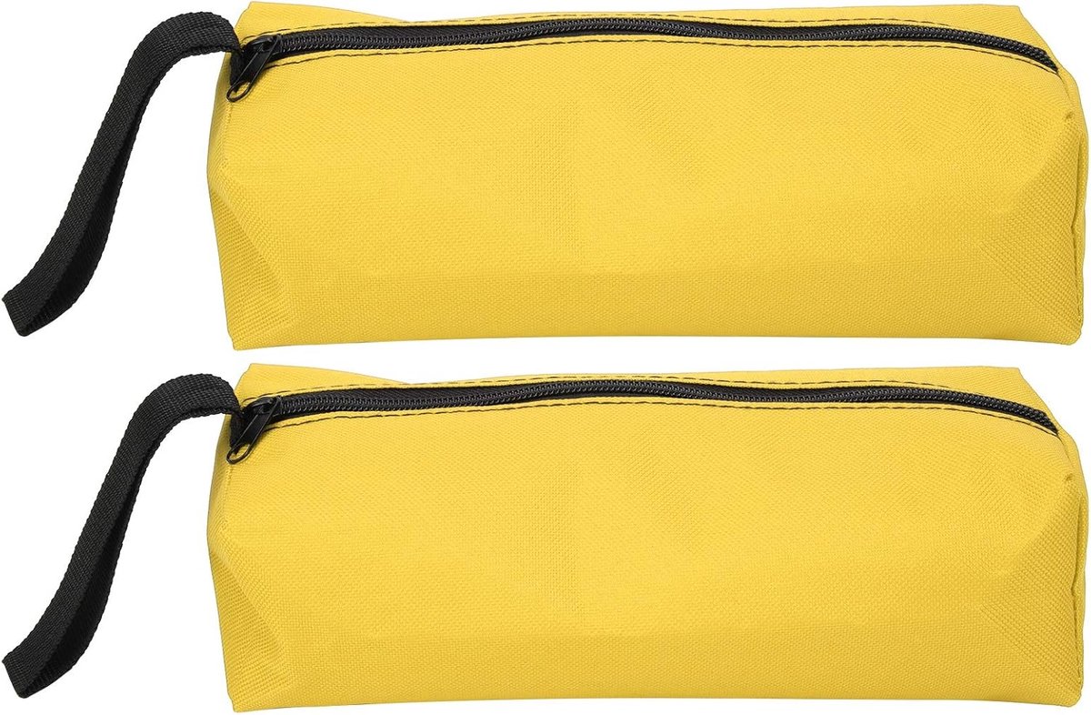 SnelShoppen - 2PCS Kleine Draagbare Gereedschapszak Multifunctionele Clip-on Ritssluiting Gereedschapsopbergzak Geel, Duurzaam 600D Polyester, Ideaal
