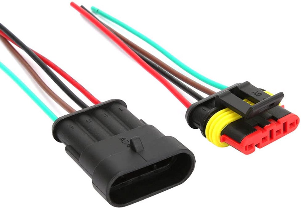SnelShoppen - 2 Sets 4/5/6 Pin Auto Waterdichte Elektrische Connector Plug met Draad Kabel - Mannen/Vrouwen (4P) voor Betrouwbare Verbinding