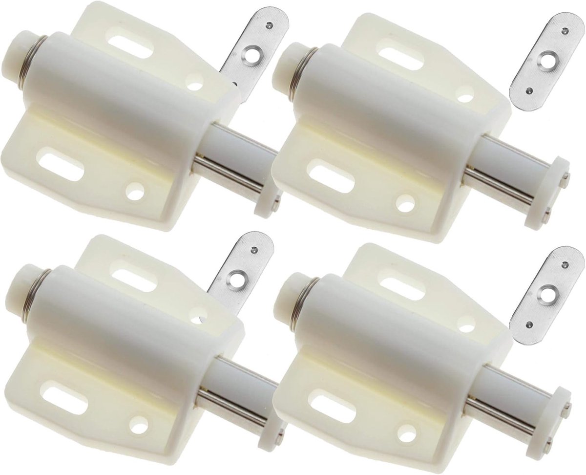 SnelShoppen - Magnetische Deursluiters, Druk om te Openen Deursloten, Zachte Sluiting Demper voor Kast, Keuken, Laden, 4 Sets Hoogwaardige Plastic en