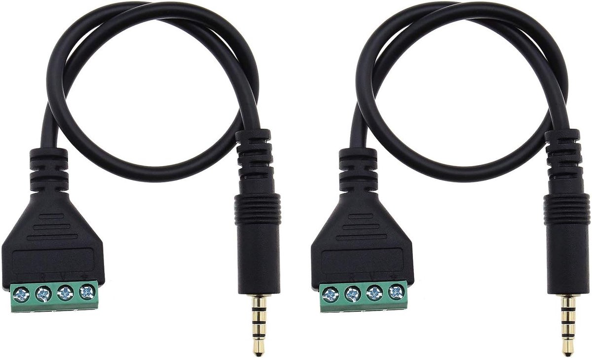 SnelShoppen - 2x 3.5mm 4-pins Male Stereo naar 4-pins Schroef Terminals Blok AV Adapter Kabel 30cm voor Speakers Microfoons Hoofdtelefoons