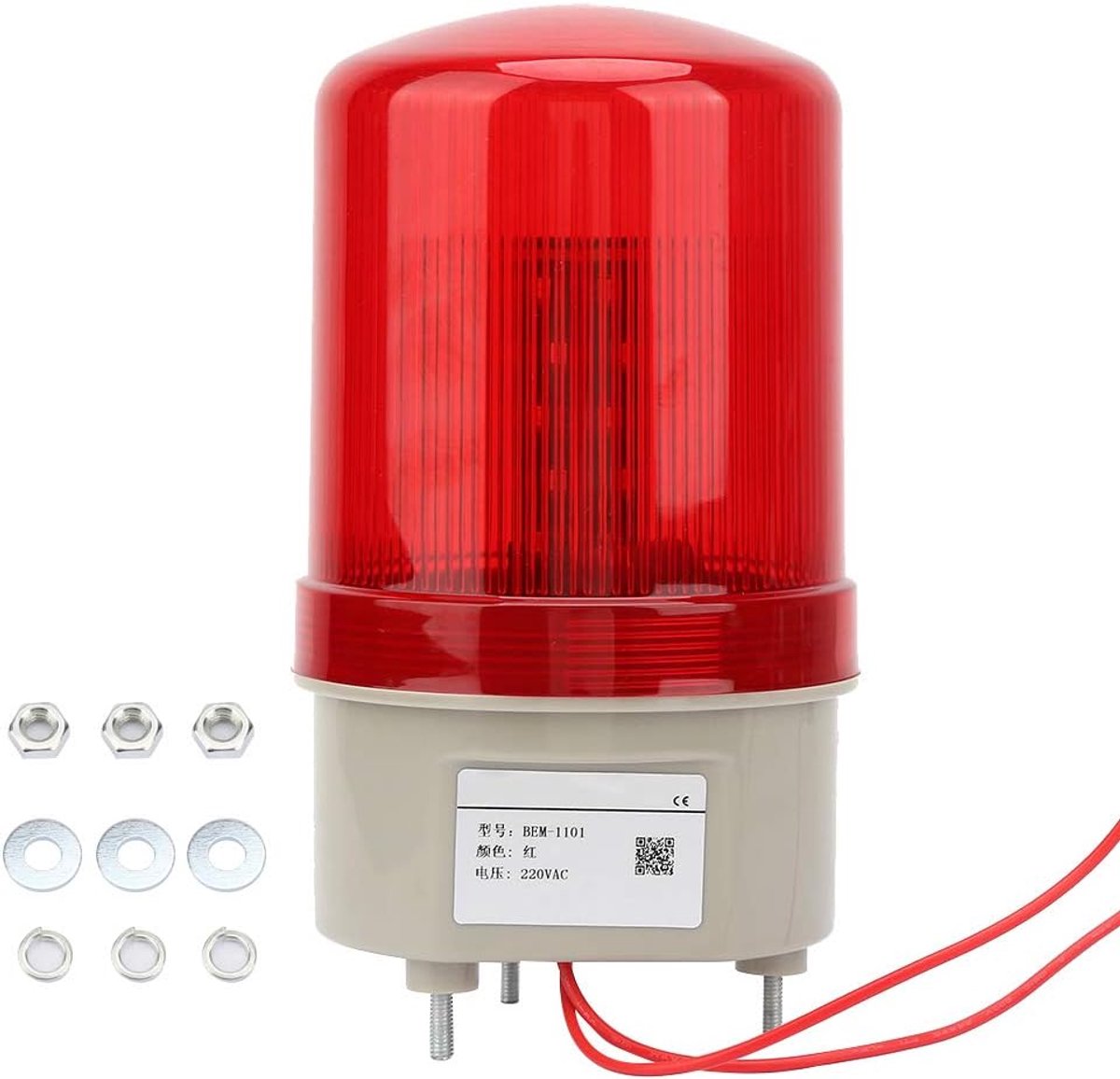 SnelShoppen - Rotatie Flitslamp Indicator voor Werkplaats Bouwplaats 220V AC - Hoge Helderheid Rood LED Waarschuwingslamp - Eenvoudige Installatie met