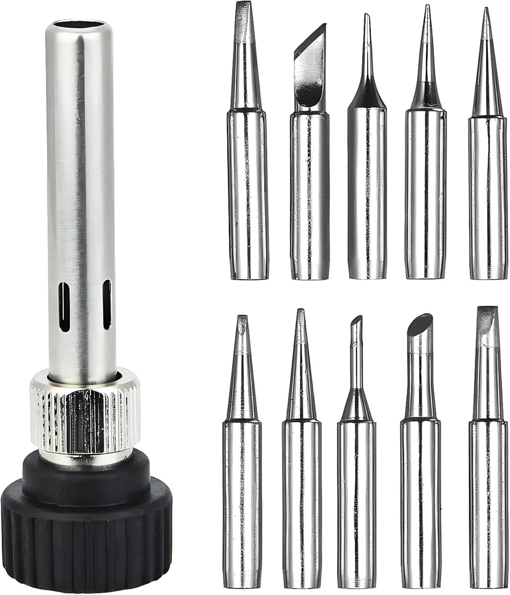 SnelShoppen - 10 Stuks Loodvrije Koper Lötspitzen 900M-T voor Lötstation, Soldering Iron Tips Set, Diverse Typen, Geschikt voor 936, 937, 938, 969, 85