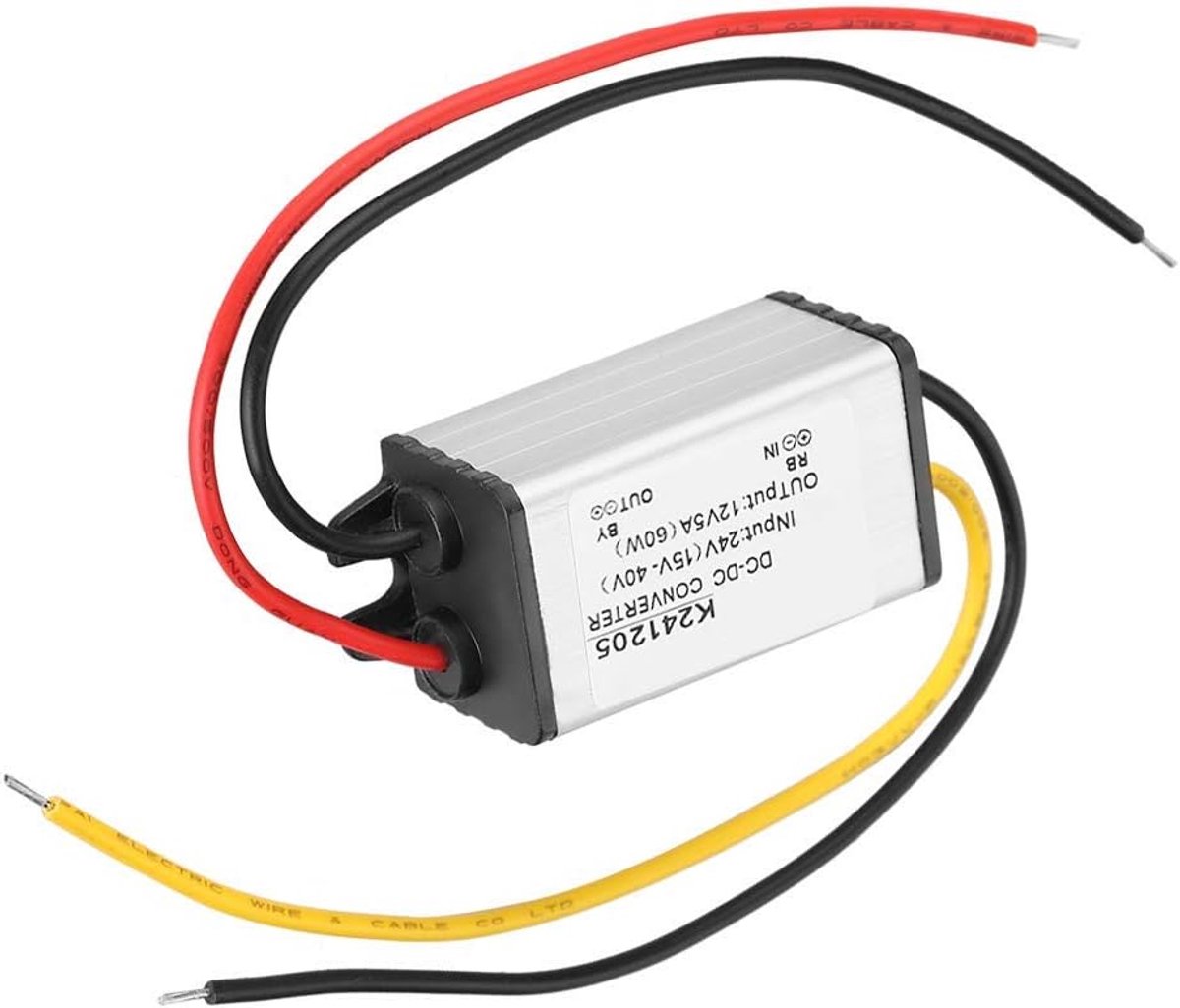 SnelShoppen - DC-DC 12V/24V Voedingsmodule voor Spanningregulator, Robuust en Waterdicht, Voor Auto, Voertuig, Vrachtwagen, Veiligheidssystemen