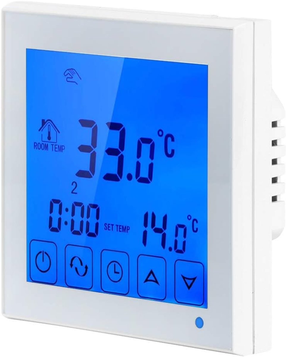 SnelShoppen - Thermostat Elektrisch Ondervloerverwarming Thermostaat Temperatuurregelaar 200~240V met Groot LCD Scherm, Duurzaam Vlamvertragend Materi