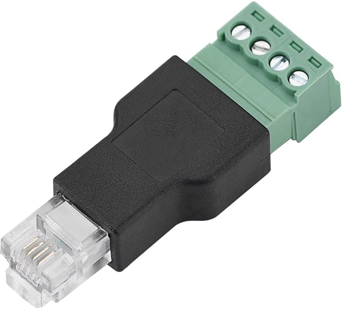SnelShoppen - Adapter Connector RJ11 6P4C Mannetje naar 4 Pin Schroefterminal Connector - Draagbare Ethernet Connector met Scherming - Stabiele Signaa