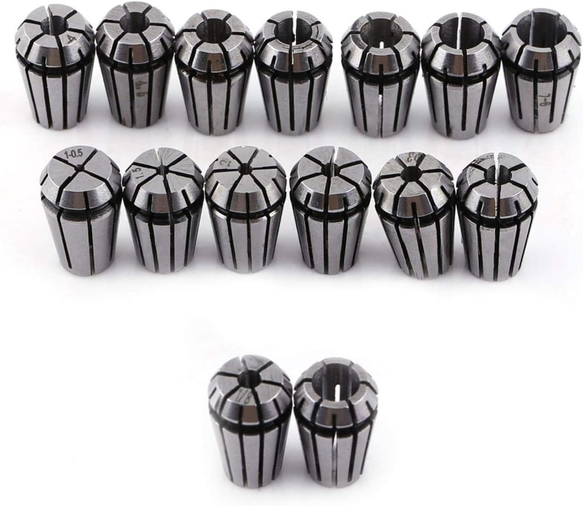 SnelShoppen - ER11 Collet Set 15-delig, Veercollet Chuck Set 1-7mm + 2-delig 1/8" en 1/4", Perfect voor CNC Graveermachine en Slijpgereedschap