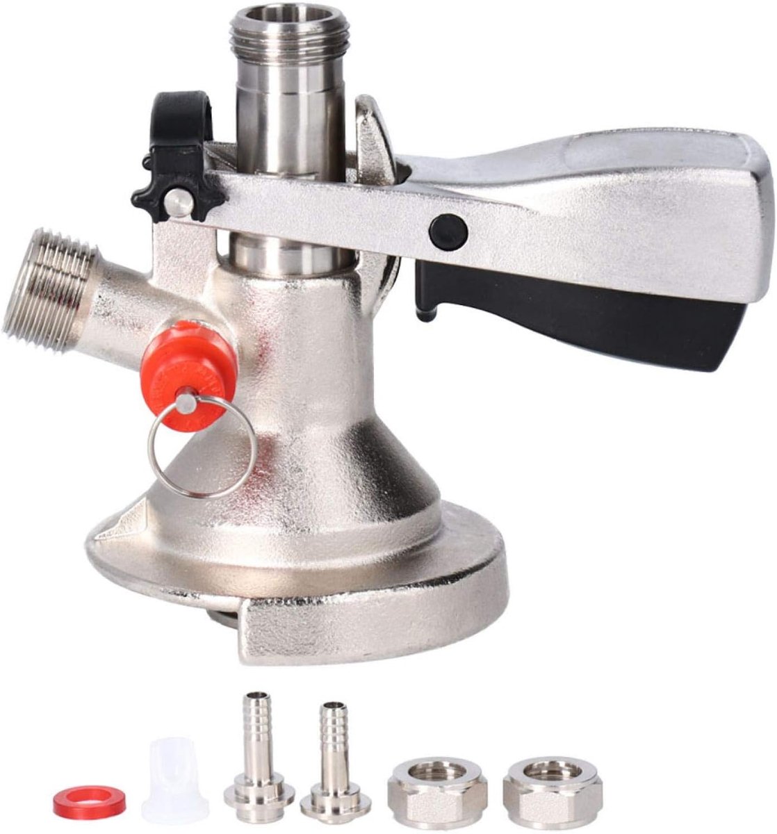 Bierfustkoppeling A-type - Messing 304 RVS - Met ontlastklep - Voor veilig tappen - ShopVlot