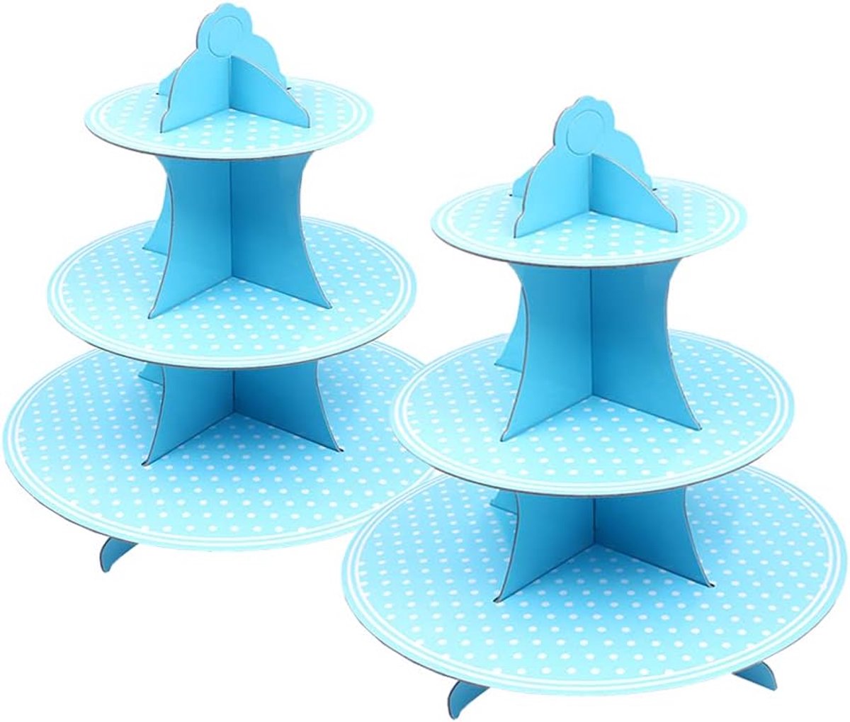 SnelShoppen - 3-laags Stevige Kartonnen Cupcake Standhouder Toren - Lichtblauw - Ideaal voor Feestjes, Verjaardagen, en Bruiloften - Eenvoudig te Mont