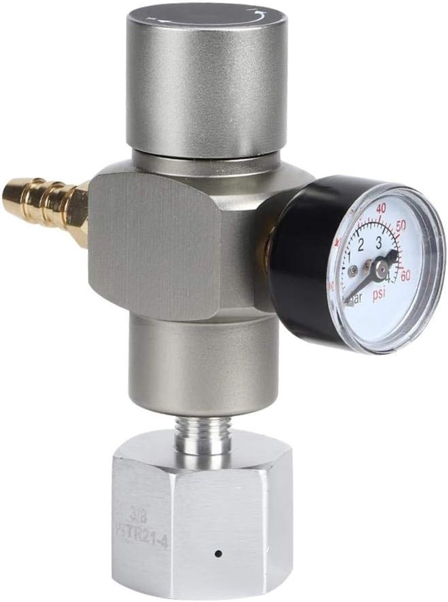 SnelShoppen - CO2 Gasregulator 2 in 1 Mini Soda Drukmeter Bier Kegerator Regulator CO2 Dispenser met 3/8" op TR21.4 Draadadapter voor Feest, Camping e