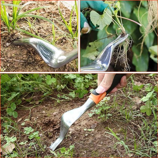 Tuinschep - tuinvork - wortelsnijder - tuingereedschap - draagbaar, handgemaakt metalen tuingereedschap, duurzaam en stevig, met een ergonomische handgreep voor eenvoudig gebruik in de tuin. van Merkloos	 — afbeelding 3