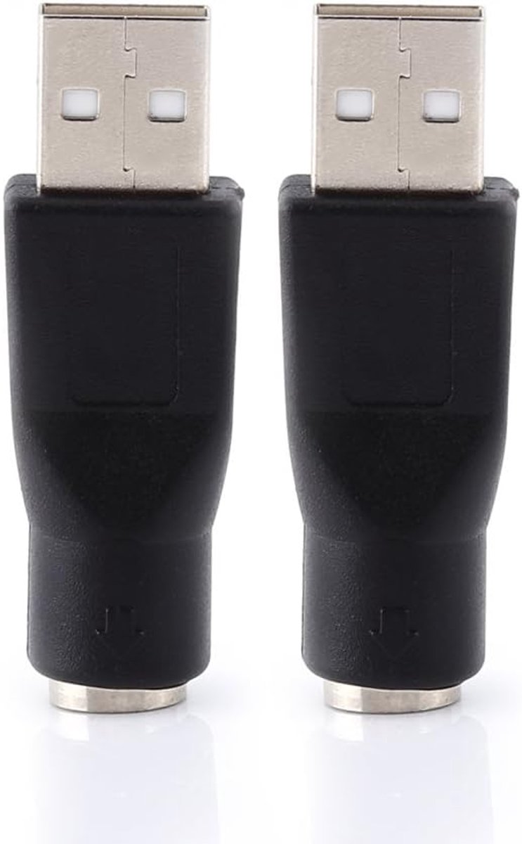 SnelShoppen - 2 Stuks USB naar PS/2 Toetsenbord Adapter, USB 2.0 A Mannelijk naar PS/2 Vrouwelijk Converter, Compacte Keyboard Adapter voor PC Compute