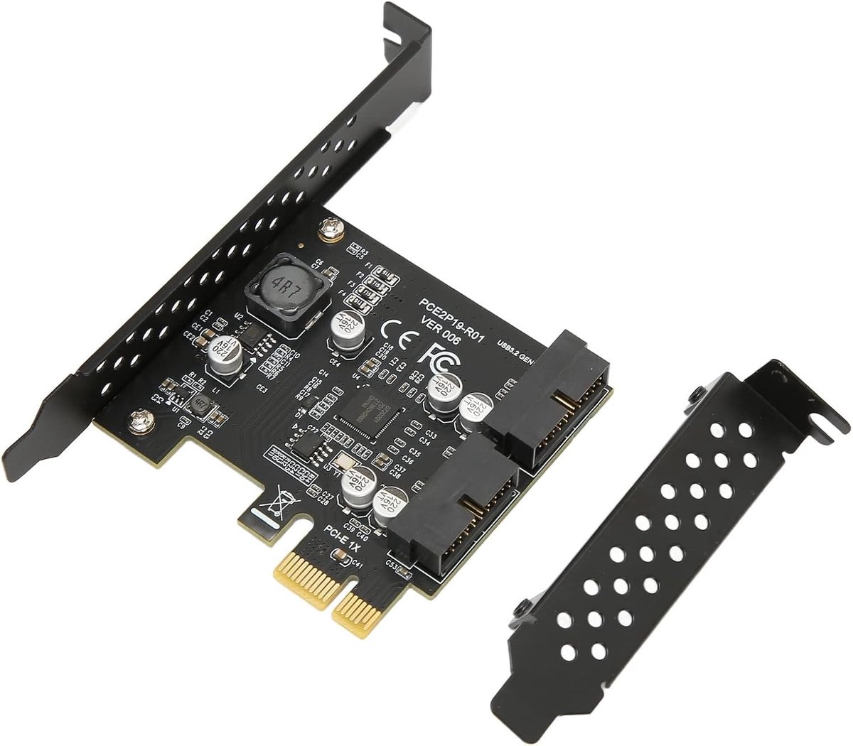 PCIe USB 3.2 Gen 1 en Gen 2 Adapterkaart - 2x USB 3.2 - 19-Pin PCI Express - Hoge snelheid voor desktop PC - ShopVlot