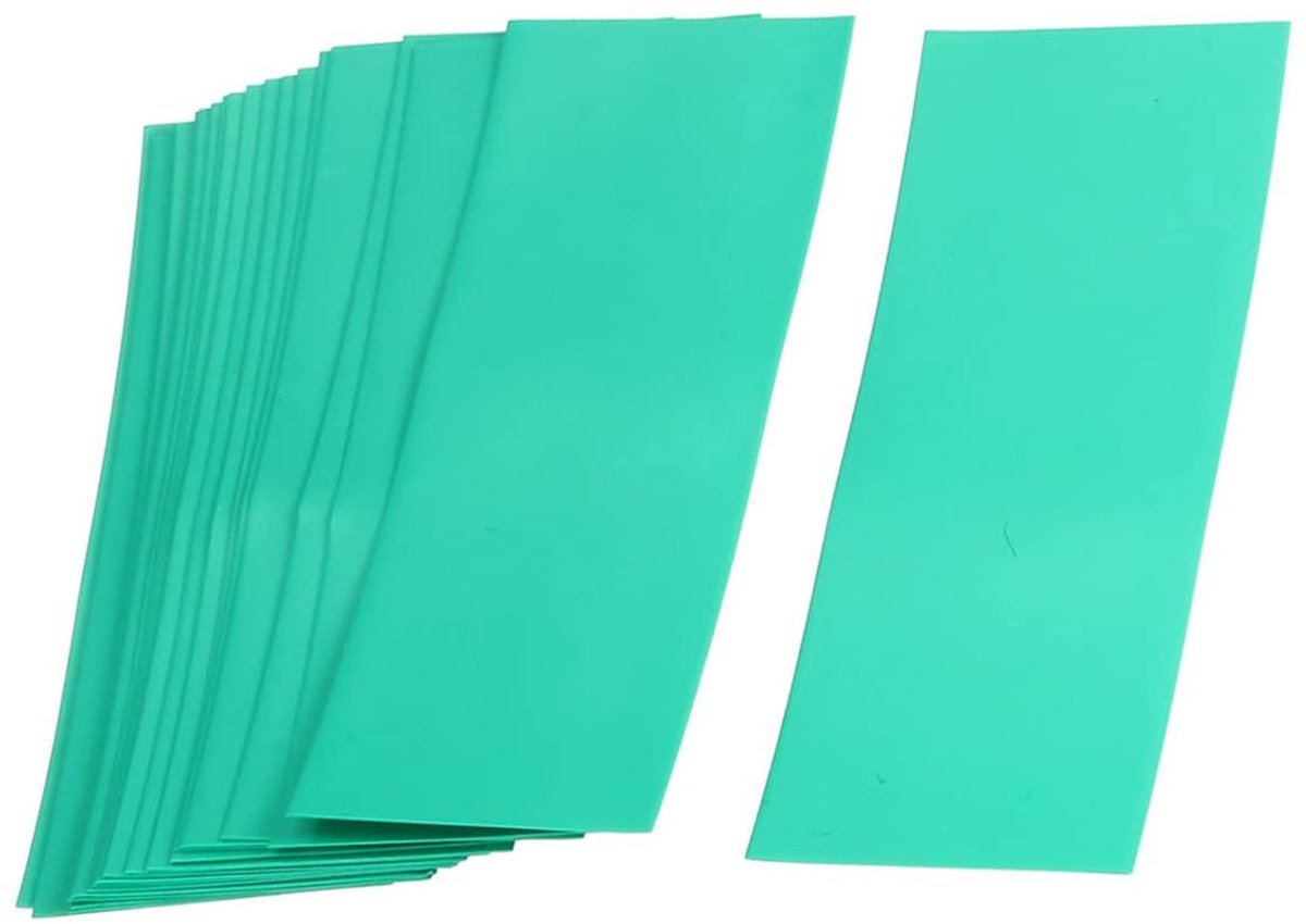 SnelShoppen - Heat Shrink Tube Dun PVC Batterij Verpakking voor Elektrische 18650, DIY Batterij - 29.5mm Plat 72mm Lang/ Groen /20 Stuks