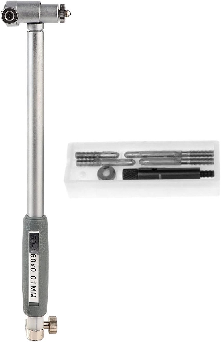 SnelShoppen - Bore Inner Bore Gauge Set - 0.01mm Nauwkeurige Holen Indicator Dial Meetinstrument met Meetbereik 50-160mm, Aluminium Legering, 5-delige