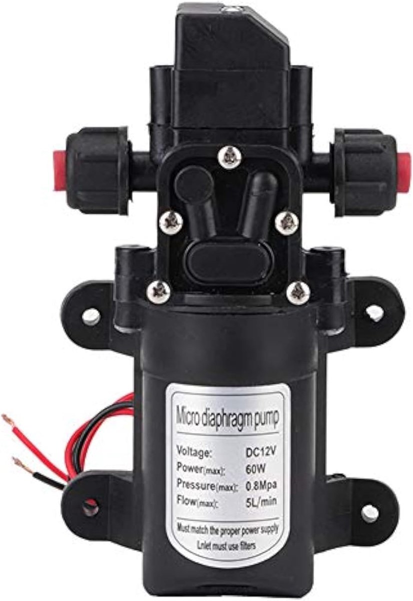 Zelfaanzuigende Pomp - Waterpomp 12V - Caravan Water - Automatische Drukschakelaar - 5 Liter Per Minuut - Zwart
