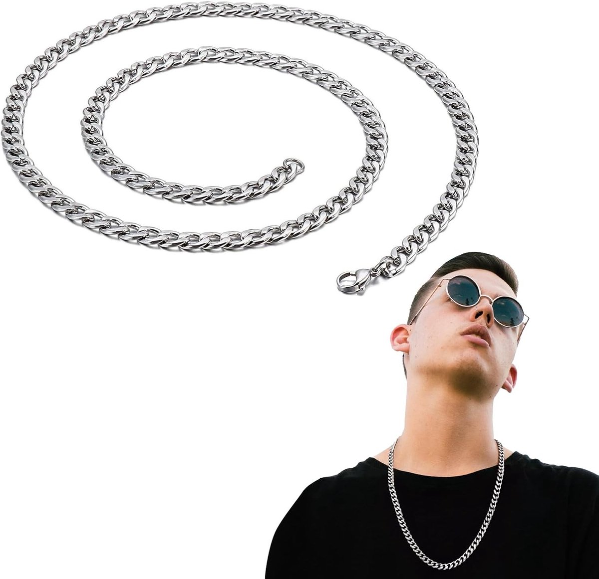 Stijlvolle 5mm RVS Cuba Link Ketting voor Dames en Heren – 50cm Tank Ketting – Perfect Cadeau voor Verjaardag of Feestdagen